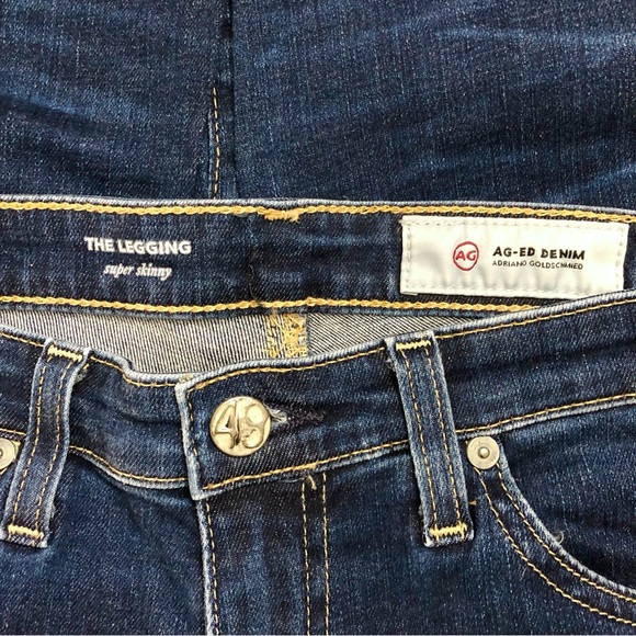 AG Adriano Goldschmied The Legging Super Skinny Raw Hem Blue Jeans Size 27 - Picture 5 of 10